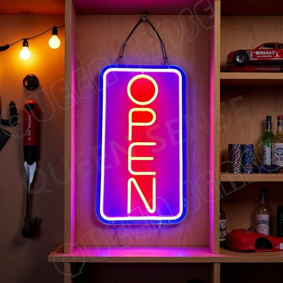 Queen Sense 16"x9" Open Shop LED Neon Sign for Wall Decor Dimmable USB Powered LED Light W116ORSV5-5VLED