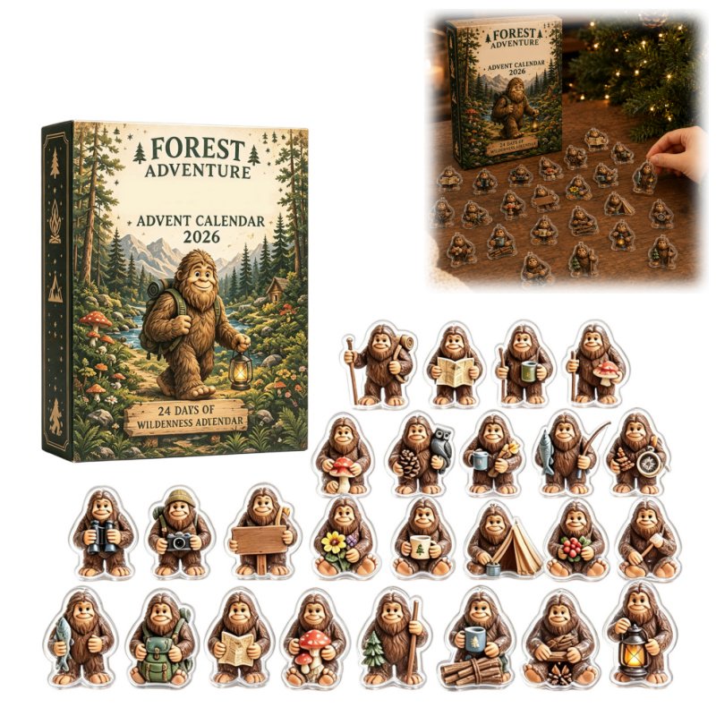 Forest Adventure Advent Calendar 24 Pcs 2D Flat Acrylic Wilderness Ornaments Countdown Blind Box Outdoor Theme Collectible Gift for Nature Lovers
