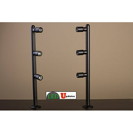 - 2 showcase display LED spot Light black pole style FY-53 set with UL listed 12v 2A power supply