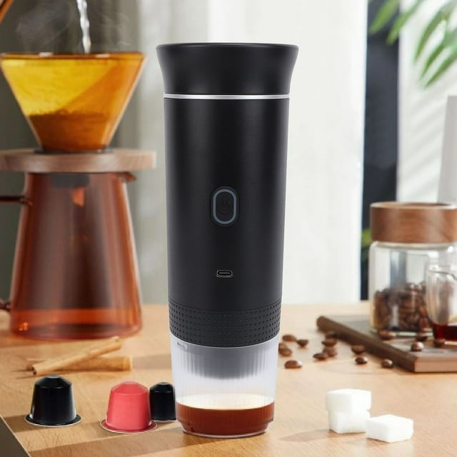 Portable Espresso Maker, Mini Travel Coffee Machine Rechargeable Electric Handheld Car Coffee Machine Electric Kettle Car Coffee Warmer for RV, Hiking, Office