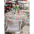 thumbnail image 4 of Outdoor Tablecloth with Umbrella Hole and Zipper, Easter Round Table Cloth 54 Inch Waterproof Tablecloth, Spring Colorful Eggs Bunny Flower Plant Beige Picnic Table Cover for Patio Camping, 4 of 7