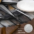thumbnail image 4 of Compass Round Fitted Table Cover Nautical Wood Grain Waterproof Table Cloth with Elastic Edge Wipeable Tablecloth for Picnic Camping Party Fits 45"-54" Diameter, 4 of 8