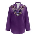 thumbnail image 4 of Purple Printed Plus Size Tops, Linen Plus Size Blouses, Long Sleeve Plus Size Shirt for Women, Plus Size Womens Shirts, Floral Plus Size Tshirts for Women, Plus Size Tshirts for Women Graphic Tees, 4 of 4