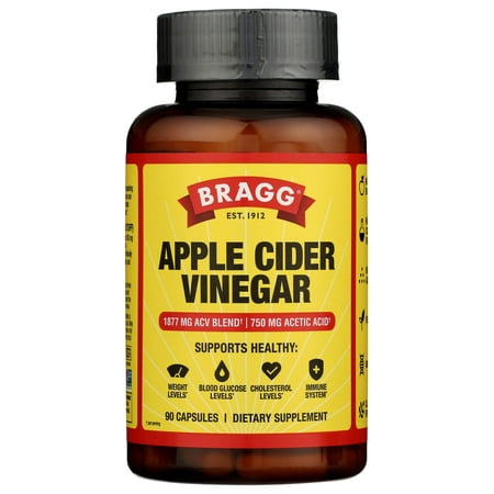 Bragg Apple Cider Vinegar Capsules, 1877mg ACV Blend with 750mg Acetic Acid, 90 Count