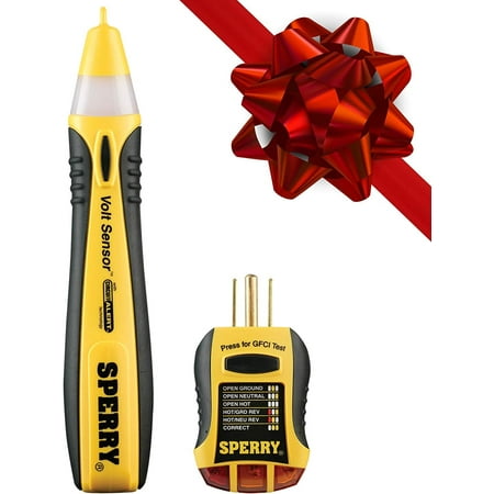 Sperry Instruments STK001 Non-Contact Voltage Tester (VD6504) & GFCI Outlet / Receptacle Tester (GFI6302) Kit, Electrical AC Voltage Detector, Yellow...