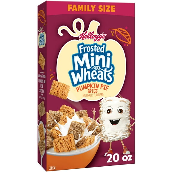 Kellogg's Frosted Mini-Wheats Breakfast Cereal, Kids Cereal, Family Breakfast, Family Size, Pumpkin Pie Spice, 20oz Box (1 Box)