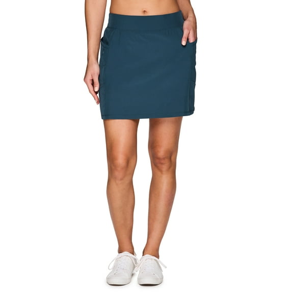 RBX Active Women's Athletic Zipper Pocket Woven Skort With Inner Bike Short