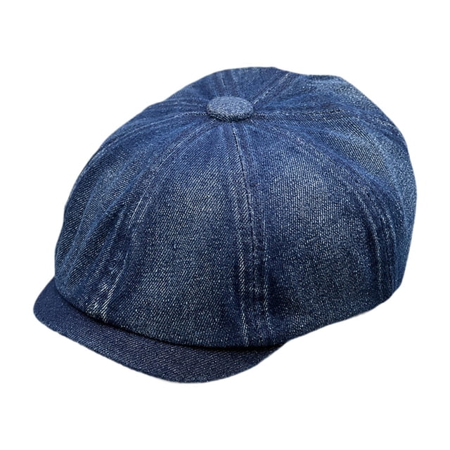 Boina para mujer, gorra de vendedor de periódicos, gorra plana, visera vaquera para senderismo y viajes. Azul oscuro