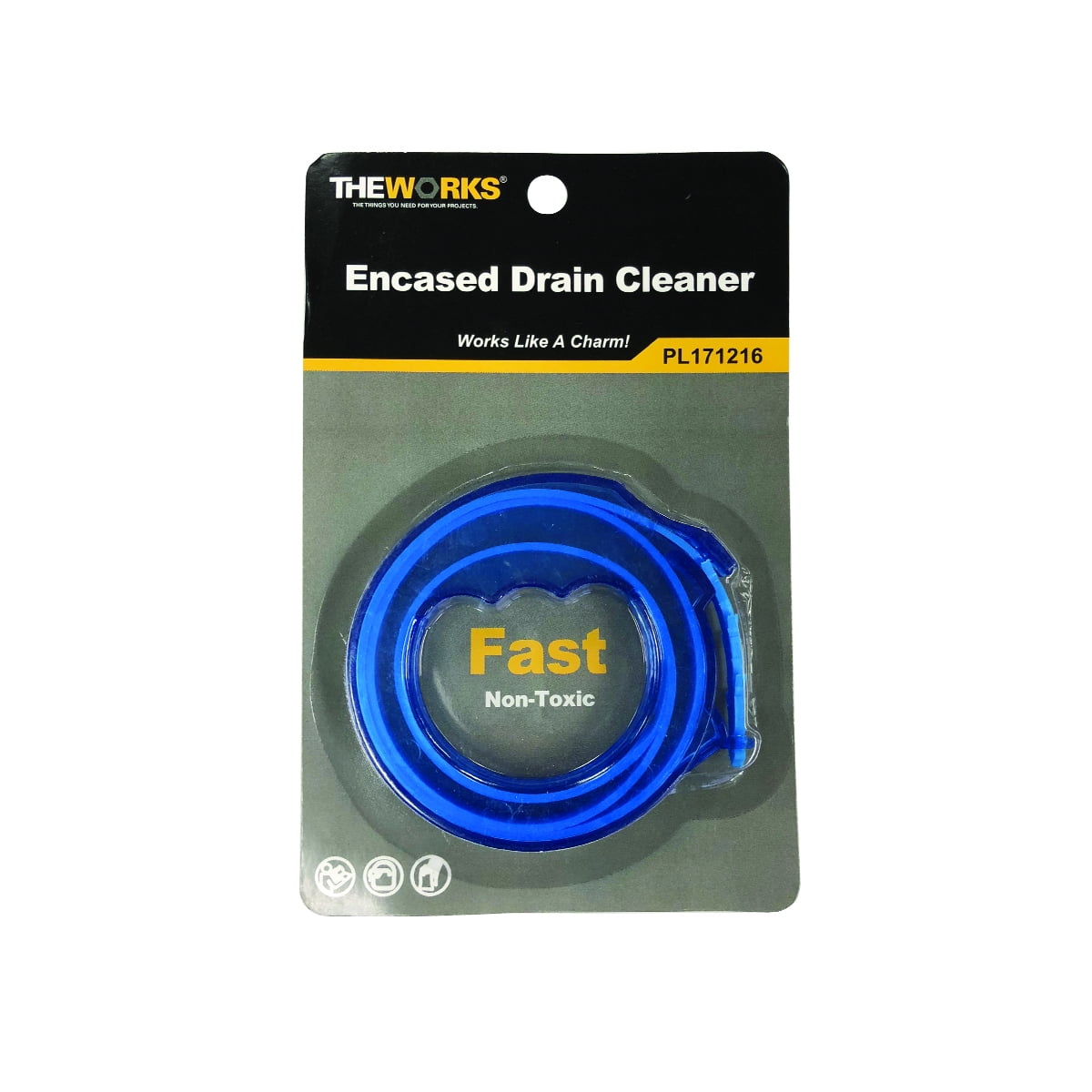 THEWORKS® Blue Encased Drain Snake with Safety Lock and Easy Grip Design for Efficient Clog Removal