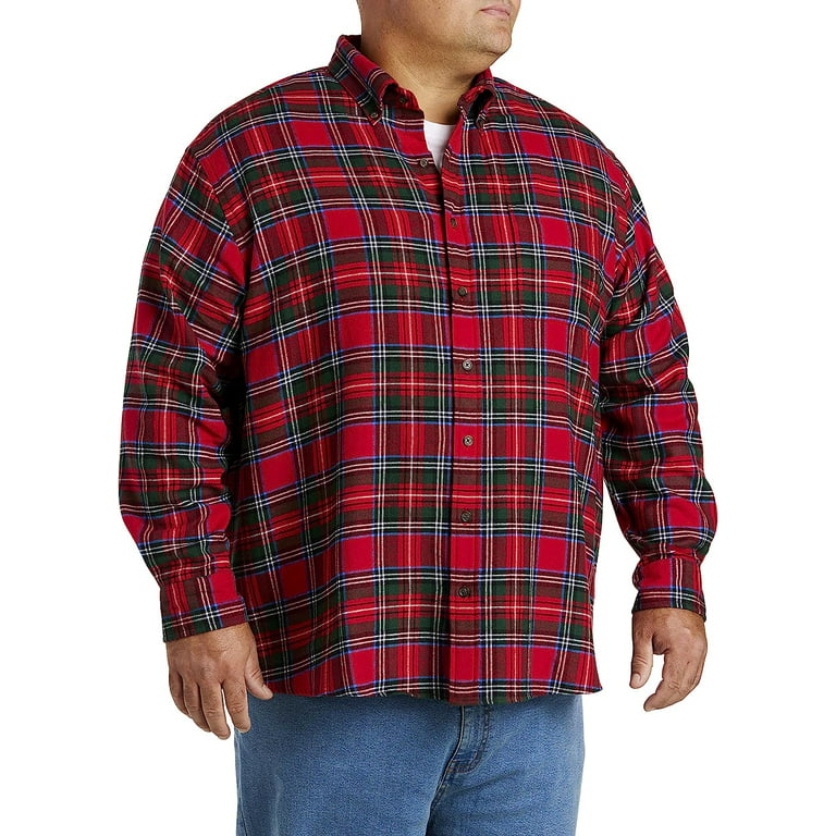 Hol knal beproeving Big and Tall Essentials by DXL Men's Plaid Flannel Sport Shirt, Red Plaid,  6XLT - Walmart.com