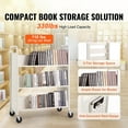 thumbnail image 6 of KFFKFF Book Trolley, 330 lbs Capacity, 39.4" x 20.1" x 49.2" Mobile Library Cart, Dual-Sided W-Design Sloping Shelves & 4" Locking Casters for Home, Office, School Use, White Book Carrier, 6 of 9