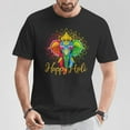 thumbnail image 2 of Happy Holi Festival 2024 T-Shirt, India Colors Celebration Tee with Elephant Graphic, Hindu Spring Festival Shirt for Men, Women, Kids, Cultural Color Splash Party Outfit, Desi , Size XL, Color Black, 2 of 3