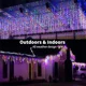 thumbnail image 5 of Guirnalda de luces LED con forma de cortina de carámbanos, guirnalda navideña de luces de hadas de 3 a 60 m, iluminación decorativa para exteriores, jardín y calle, 5 of 5