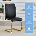 thumbnail image 3 of Llinc Store Set of 4 Black PU Simple Arch Dining Chair High Resilience Chairs with Arched Metal Gold Leg, 3 of 10