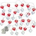 thumbnail image 2 of Valentines Day Red & White Heart 10 ft String Lights-Set of 2 w 40 Total LED Fairy Lights - Waterproof Battery Pack-9 Different Modes- Indoor/Outdoor Decor for Valentines, Bedroom, Wedding, 2 of 5