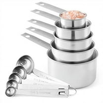 Laxinis World Stainless Measuring Cups And Measuring Spoons 10-Piece Set, 5 Cups And 5 Spoons