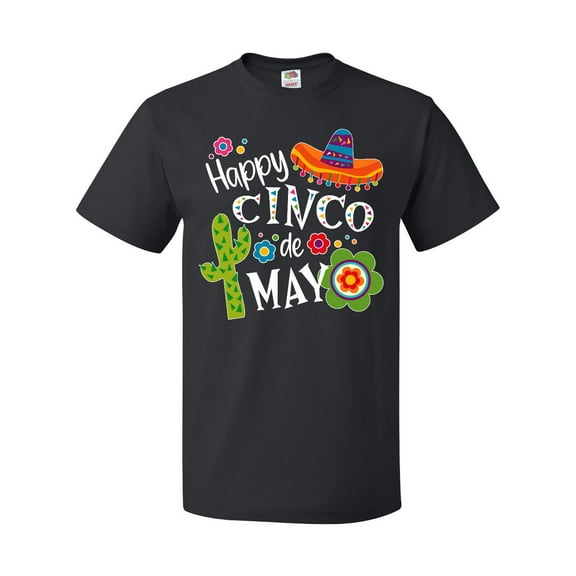 Inktastic Happy Cinco De Mayo- Sombrero, Cactus, Flowers T-Shirt
