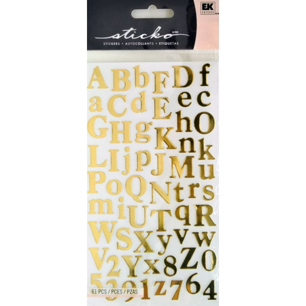 EK Success Sticko Small Gold Calent Alphabet Stickers, 61 Piece