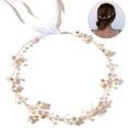 thumbnail image 2 of Bride Headpiece Faux Pearl: Bridal Headband Wedding Hair Accessory with Ribbon, 2 of 6