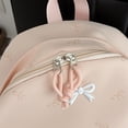 thumbnail image 2 of Solid Color School Backpack, Bow Embroidery Backpack with Pendant, Lightweight Breathable Bookbag for Middle School College, Pink, 2 of 10