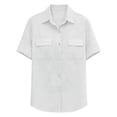 thumbnail image 6 of Endives Women's Button Down Shirt Fashion Casual Solid Color Cotton Linen Shirt Short Sleeved Shirts With Pockets White, 6 of 7