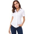 thumbnail image 2 of ORUYROP Chemise Boutonnée Basique Simple à Manches Longues/courtes pour Femmes, Chemisier/robe Officiel pour Dames, 2 of 7