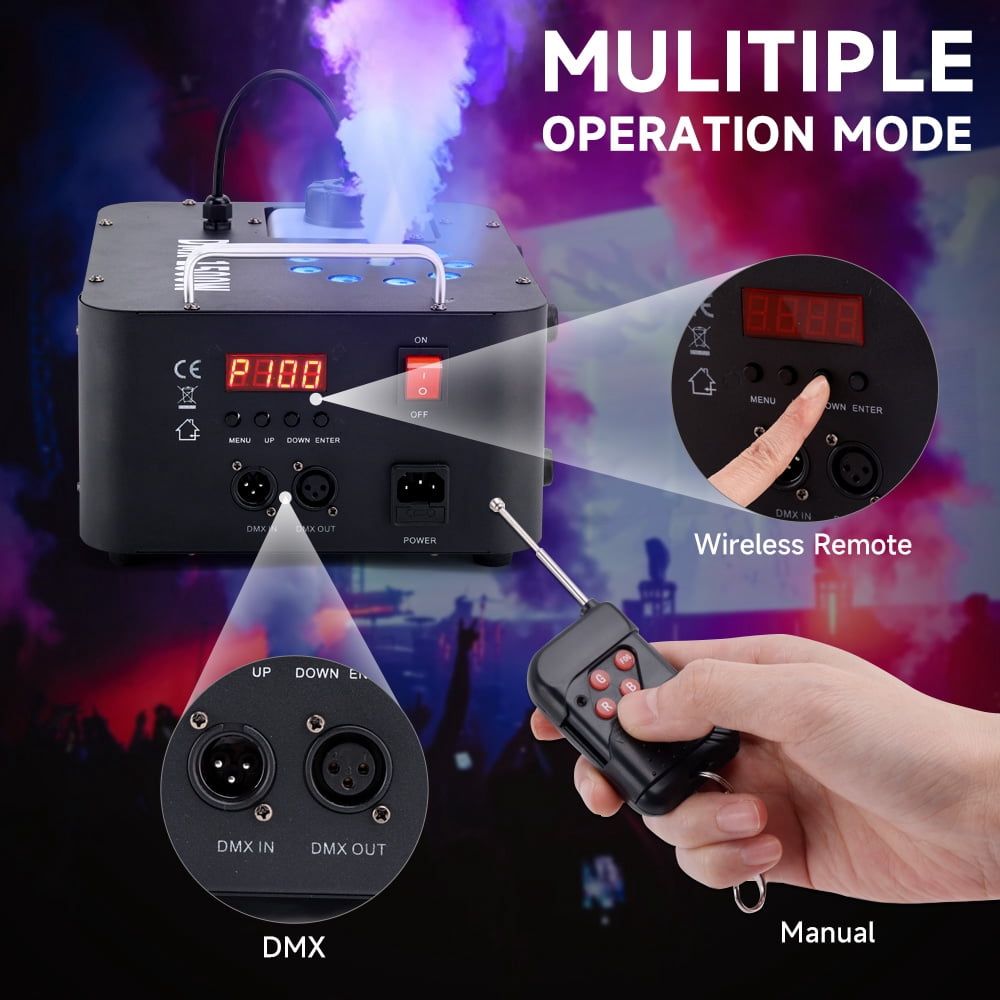 VIPQV Fog Machine 1500W, Wedding Smoke Machine with Remote Control and LED Light for Christmas Thanksgiving Party Stage