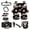 Black - Aztec Tribal, variant on LedBack 14 Pack Car Interior Cover Set Wolf American Flag Print Car Front and Rear Seat Covers Steering Wheel Cover Center Console Pad Safety Belt Pads Rear View Mirror Protector
