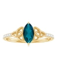thumbnail image 4 of Rosec Jewels London Blue Topaz Engagement Ring with Celtic Knot - Blue Topaz Diamond Ring (4X8 mm Marquise Shape, AAA Quality), 18K Yellow Gold, US 12.00, 4 of 8