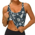 thumbnail image 4 of Haiem Sea Shells 1 Pattern Womens Sports Bra - U Neck Padded Low Impact Yoga Bra Workout Crop Top Gym Moisture-Wicking Workout Vest -Medium, 4 of 9