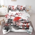 thumbnail image 1 of Erosebridal Red Sun Bedding Sets Queen Size, Flower Tree Comforter Sets with Sheets, Mount Fuji Room Decor, Reversible 7-Piece, 1 of 5