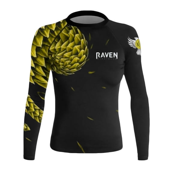 Raven Fightwear Women's Power Pangolin BJJ Rash Guard MMA Black/Yellow