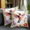 thumbnail image 2 of Decorative Throw Pillow Covers 16x16 Inch Set of 2 Hummingbird Home Decor Pillow Cases for Couch, Brid Spring Floral Cushion Case for Living Room Bedroom Bed Car Chair, 2 of 9