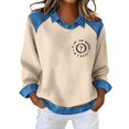 thumbnail image 2 of Endives Womens Sweatshirt Crown Shirt Long Sleeve Blouse Casual Lapel Denim Stitching Pullover Sweatshirt, 2 of 4