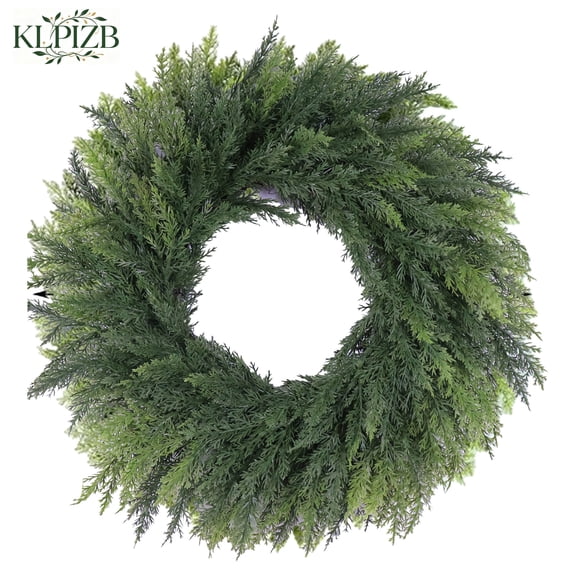 22 Inch Christmas Pine Cypress Wreath - Christmas Wreaths for Front Door, Real Touch Artificial Green Faux Xmas Wreaths for Home Indoor Outdoor Decor