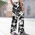 thumbnail image 5 of WTOBBY Women's Printed Wide Leg Pants with Floral Design High Waist Drawstring Loose Casual Trousers and Side Pockets for Summer Style ,Black L, 5 of 6