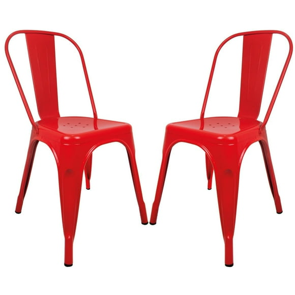 Set De 2 Sillas Tolix Metálicas Vintage Para Comedor Restaurante Exterior Interior rojo