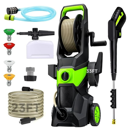 Electric Pressure Washer, 2.5 GPM High Power Washer with 4 Nozzles Set & Foam Cannon, Power Washer for Driveways, Cars, Fences, Decks, Patios, and Outdoor Cleaning