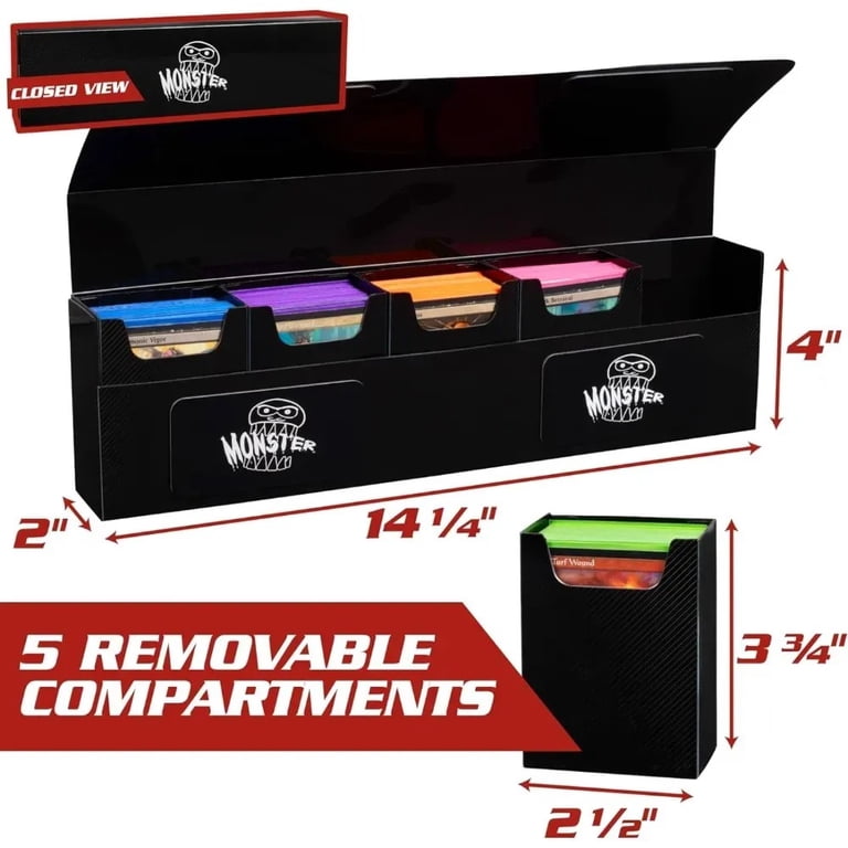 2 pack) Monster Protectors Magnetic Five Deck Box - Red, Holds 375