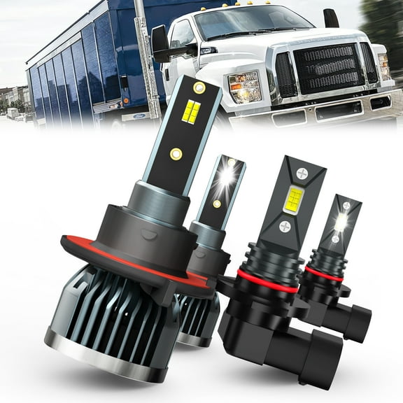 QIPEIZSP Compatible for Ford F250 Super Duty 2005-2023 Led Headlights 9008 & Fog Lights 9145 Bulbs 4 Pack