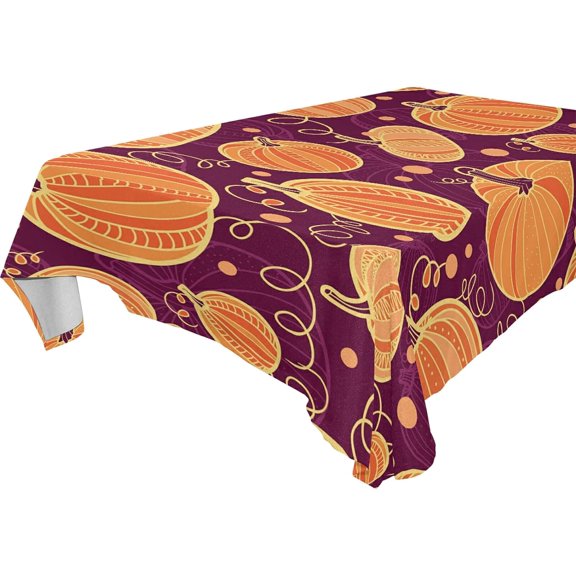 SKYSONIC Thanksgiving Pumpkin Tablecloth Waterproof Washable Polyester Square Table Cover Durable Tablecloth for Kitchen Dining Table Party Decor (60 X 120 Inch)