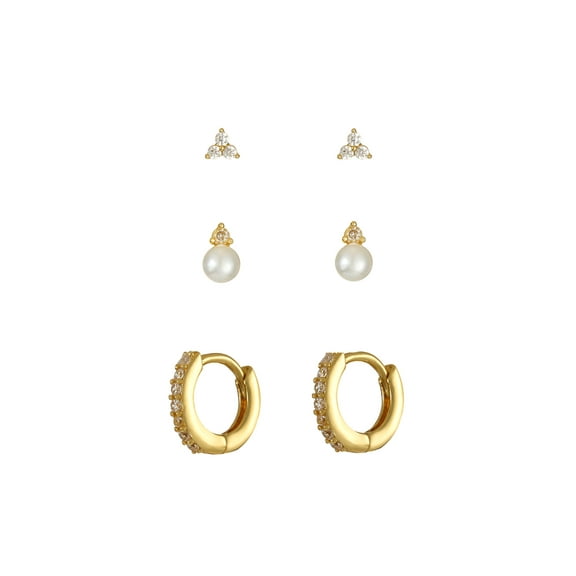 Golden Trio Pearl Earring Stud Pack