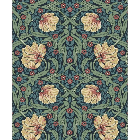 Seabrook Designs Bluestone & Clay Pimpernel Garden Prepasted Wallpaper - 20.9 in. W x 33 ft. L Roll