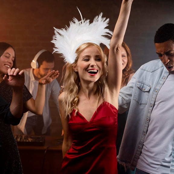 Pompotops Clearance Sales Headband Feather Headband Style Hairband Retro Hair Carnival Headpiece Headband Fascinator Headbands Women's Cocktail Party Fascinator Fancy