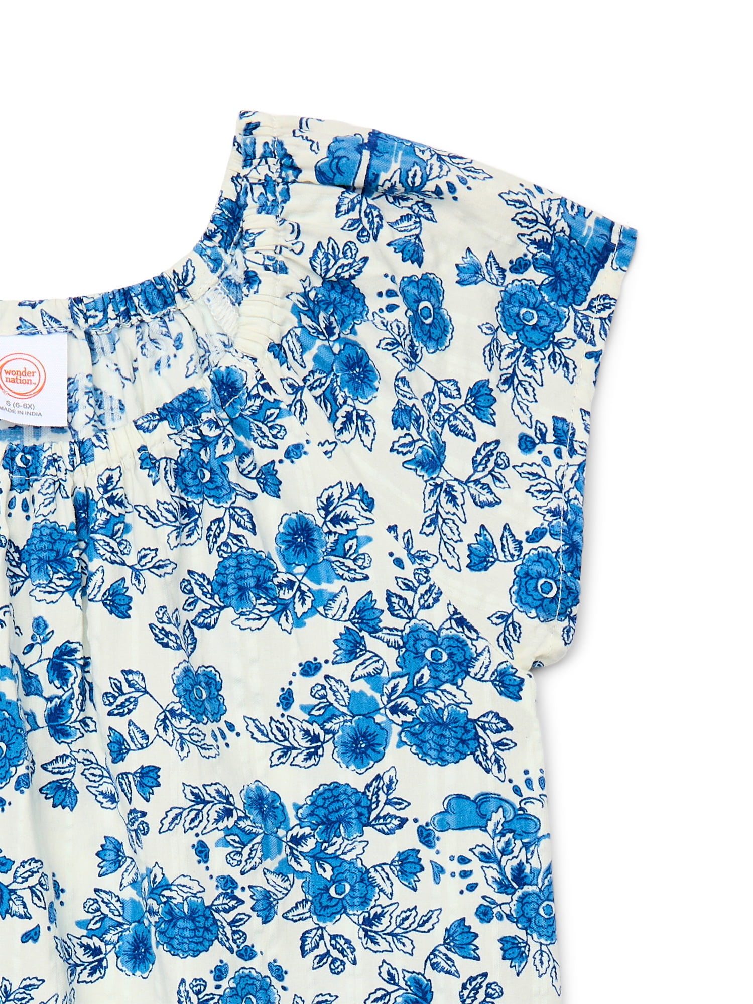 Wonder Nation Girls Short Sleeve Woven Babydoll Top, Sizes 4-18 & Plus