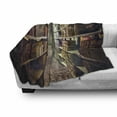 thumbnail image 3 of Bookshelf Soft Flannel Fleece Blanket, Digital Illustration of Abstract Design Library in Forest Academic Themed Picture, Cozy Plush for Indoor and Outdoor Use, 50" x 60", Multicolor, by Ambesonne, 3 of 6