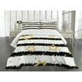 thumbnail image 3 of Ambesonne Star Quilted Bedspread Set 3 Pcs, Dots Stripes Celebration, Queen Size, Black White Yellow, 3 of 5