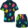 thumbnail image 4 of PRIYAL Pièces de Casse-Tête Pyjamas pour Femmes Ensemble de Shorts Deux Pièces Manches Courtes, 4 of 6