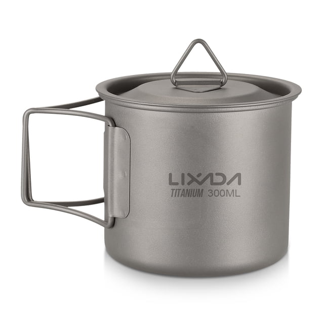 Tazas de titanio Copa de titanio ultraligera portátil para acampar al aire libre Tapa de agua de campo de campo , con manillable 300ml / 350ml / 450ml / 550ml / 650ml / 750ml