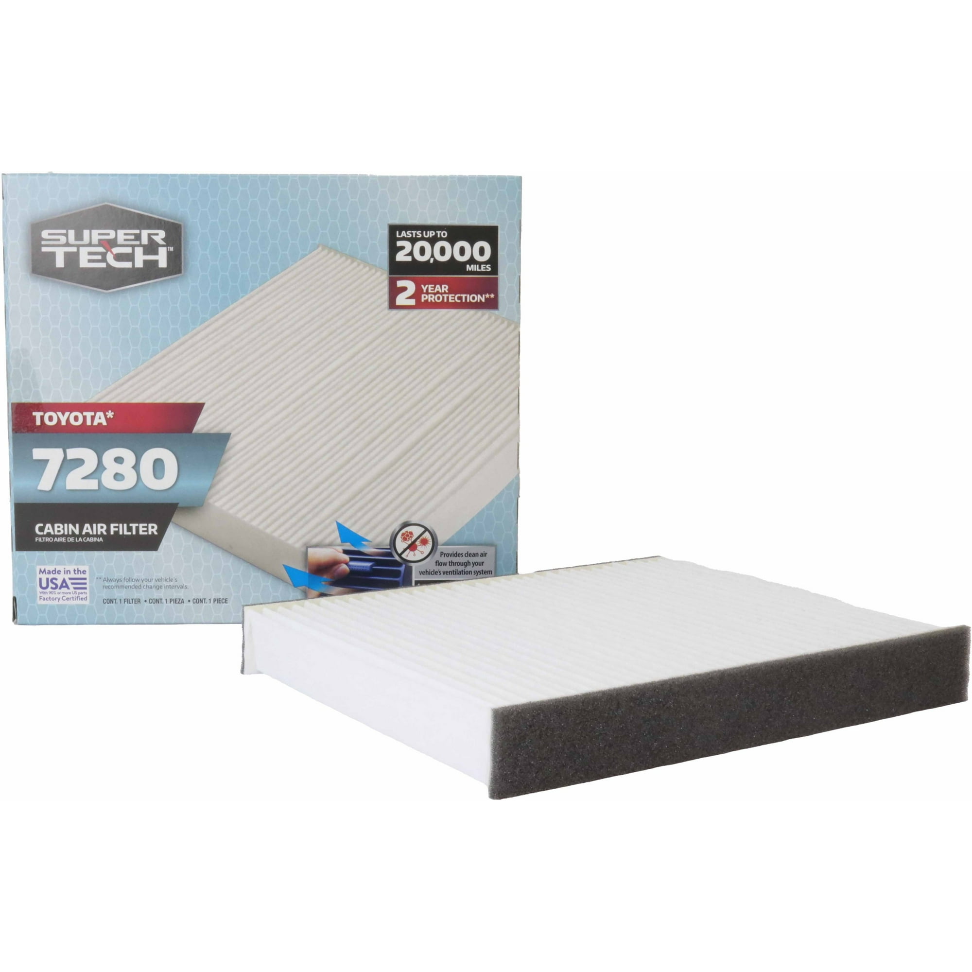 Super Tech Cabin Air Filter, 7280, Replacement Filter for Toyota, Mazda, Lexus